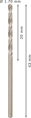 Bosch Accessories 2608585472 HSS Metaal-spiraalboor 1.7 mm Gezamenlijke lengte 43 mm Geslepen DIN 338 Cilinderschacht 10 stuk(s)