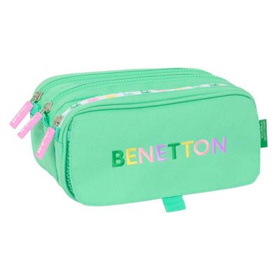 Pennenetui met 3 vakken Benetton Mint Groen 21,5 x 10 x 8 cm