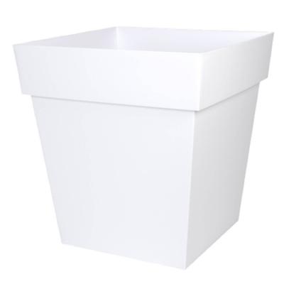 EDA Pot de fleur carré Toscane - 32 x 32 x H 32 cm - 22 L - Blanc