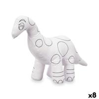 Knuffel om in te kleuren Wit Zwart Stof 28 x 22 x 9 cm Dinosaurus (8 Stuks) - thumbnail