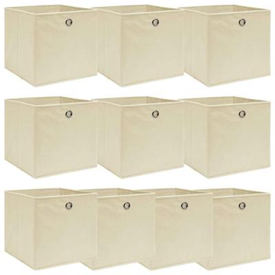 VidaXL Opbergboxen 10 st 32x32x32 cm stof crèmekleurig VidaXL Opbergboxen 10 st 32x32x32 cm stof crèmekleurig
