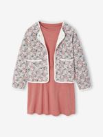 Set met jurk en gewatteerd vest voor meisjes rozenhout - thumbnail