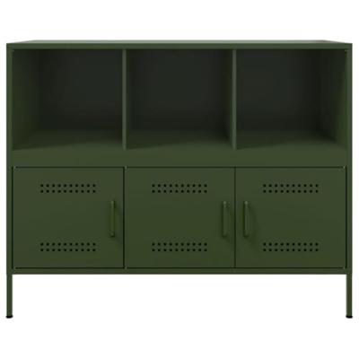 Dressoir 100,5x39x79 cm koudgewalst staal olijfgroen Dressoir 100,5x39x79 cm koudgewalst staal olijfgroen
