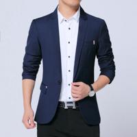 Mannen casual pak Self-teelt Business blazer maat: XL (Navy) - thumbnail