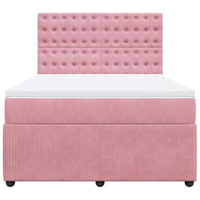 Boxspring met matras fluweel roze 140x200 cm