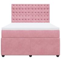Boxspring met matras fluweel roze 140x200 cm - thumbnail