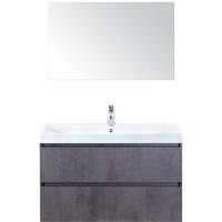 Maxx XL Badmeubelset 100 cm - Beton Antraciet - Wastafel Just 1 Kraangat met Spiegel - thumbnail