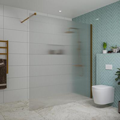 Fortifura Galeria inloopdouche - 180x200cm - ribbelglas - wandarm - Geborsteld koper PVD (Koper) SW797957/SW876702