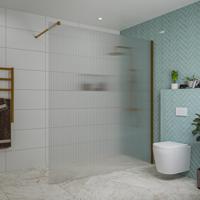 Fortifura Galeria inloopdouche - 180x200cm - ribbelglas - wandarm - Geborsteld koper PVD (Koper) SW797957/SW876702 - thumbnail