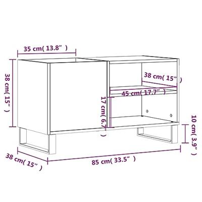 Platenkast 85x38x48 cm bewerkt hout wit - thumbnail