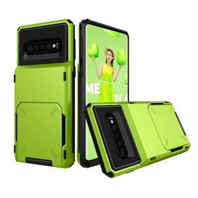 Schokbestendig TPU + PC beschermende case voor Galaxy S10 met kaartsleuf (groen)