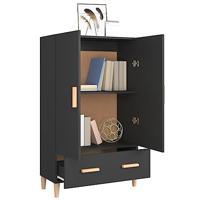 Hoge kast 70x31x115 cm bewerkt hout zwart - thumbnail