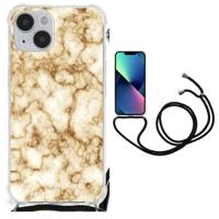 iPhone 14 Plus Anti-Shock Hoesje Marmer Goud - thumbnail