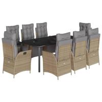 9-delige Tuinset met kussens poly rattan gemengd beige - thumbnail