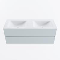 MONDIAZ VICA 130cm badmeubel onderkast Clay 2 lades. Wastafel CLOUD dubbel 2 kraangaten, kleur Talc. - thumbnail