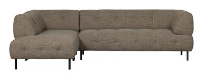 WOOOD Hoekbank 'Lloyd' Links, Geweven stof, kleur Donkerbruin Melange