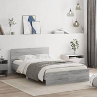 Bedframe met hoofdeinde grijs sonoma eikenkleurig 135x190 cm - thumbnail