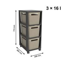 Rotho Tower Brisen Design ladekast 3x16L met Wielen Cappuccino - thumbnail
