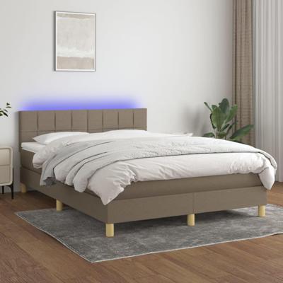 Boxspring met matras en LED stof taupe 140x190 cm