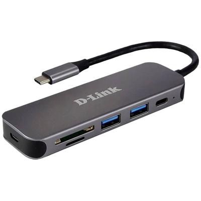 D-Link DUB-2325/E DUB-2325/E USB-hub 2 + 2 poorten USB-A, USB-C, SD, Micro-SD USB 3.0 5 GBit/s Met USB-C stekker Antraciet