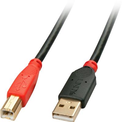 Lindy 42761 USB A/USB B 10m 10m USB A USB B Zwart, Rood