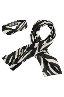 Like Flo winter sjaal + hoofdband meisjes - zwart/wit - Nila - geweven, zebra