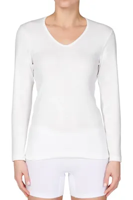 Dames thermo shirt Lange mouw - Thermo ondergoed dames - Diepe hals - Thermisch