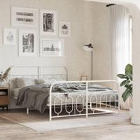 Bedframe met hoofd- en voeteneinde metaal wit 140x200 cm - thumbnail