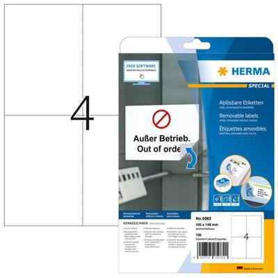 Etiket HERMA 5082 105x148mm A6 verwijderbaar wit 100 etiketten | 32 stuks