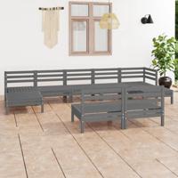 9-delige Loungeset massief grenenhout grijs - thumbnail