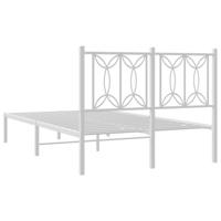 Bedframe met hoofdbord metaal wit 120x200 cm - thumbnail