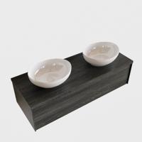 Badkamermeubel BWS Madrid Antraciet 120 cm met Topblad en Keramische Waskom Dubbel (2 kraangaten) - thumbnail