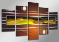 Schilderij - Abstract in geel en bruin - thumbnail
