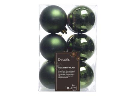 12 Kerstballen plastic glans-mat diameter 6cm Dennen groen KSD - Ksd 12 Kerstballen plastic glans-mat diameter 6cm Dennen groen KSD - Ksd