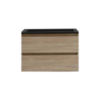 Badkamermeubel BWS Pepper Acryl Wastafel Mat Zwart Zonder Kraangat 80x55x46 cm Eiken - thumbnail