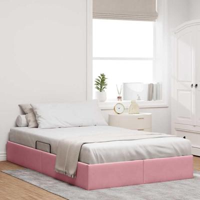 Opslag bed met matras met hoofdeinde Roze 120 x 200 cm Fluweel