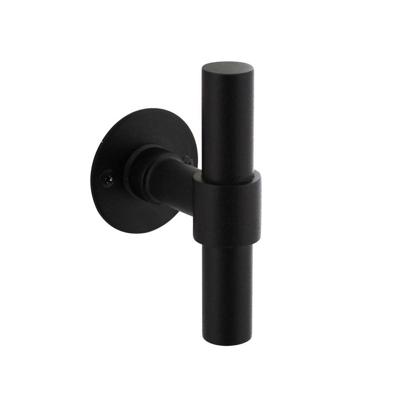 Intersteel Gatdeel T-model recht + ronde platte rozet 50X2mm RVS/Zwart