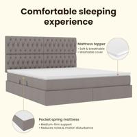 Opbergbed met LED met matras Taupe 160 x 200 cm Polyester - thumbnail