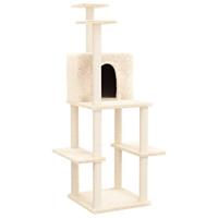 VidaXL Kattenmeubel met sisal krabpalen 144,5 cm crèmekleurig - thumbnail