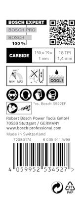Bosch Accessories 2608900362 Expert Thin Tough Metal S 922 EHM reciprozaagblad, 10 stuks Zaagbladlengte 150 mm 10 stuk(s) Bosch Accessories 2608900362 Expert Thin Tough Metal S 922 EHM reciprozaagblad, 10 stuks Zaagbladlengte 150 mm 10 stuk(s)