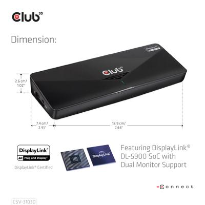 club3D CSV-3103D USB Adapter Zwart