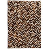 vidaXL Vloerkleed chevron patchwork 80x150 cm echt leer bruin/wit - thumbnail
