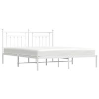 Bedframe met hoofdbord metaal wit 160x200 cm - thumbnail