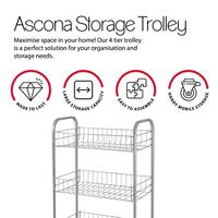 Metaltex keuken/badkamer opbergtrolley ascona 41x23x84 cm wieltjes - thumbnail