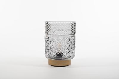 lantern Glass 12 x 17,5 cm Grey With Golden Base Led Bulb Anna's Collection - Annas collection