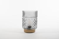 lantern Glass 12 x 17,5 cm Grey With Golden Base Led Bulb Anna's Collection - Annas collection - thumbnail