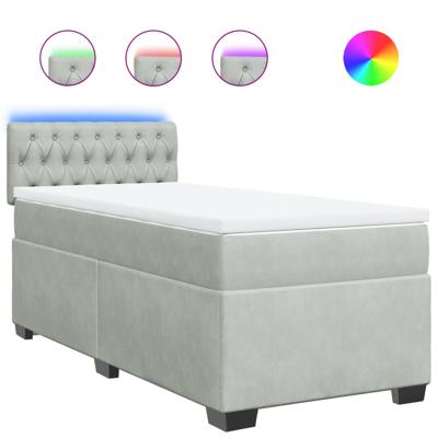 Boxspring met matras fluweel lichtgrijs 120x190 cm