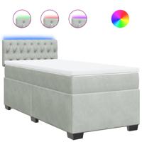 Boxspring met matras fluweel lichtgrijs 100x200 cm - thumbnail