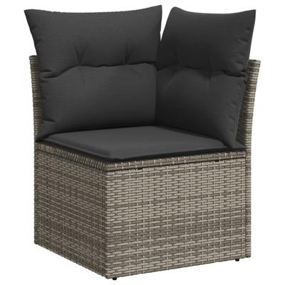 5-delige Loungeset met kussens poly rattan grijs - thumbnail