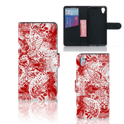 Telefoonhoesje met Naam Sony Xperia X Angel Skull Rood Telefoonhoesje met Naam Sony Xperia X Angel Skull Rood